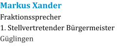 Markus Xander Fraktionssprecher 1. Stellvertretender Bürgermeister Güglingen