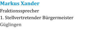 Markus Xander Fraktionssprecher 1. Stellvertretender Bürgermeister Güglingen